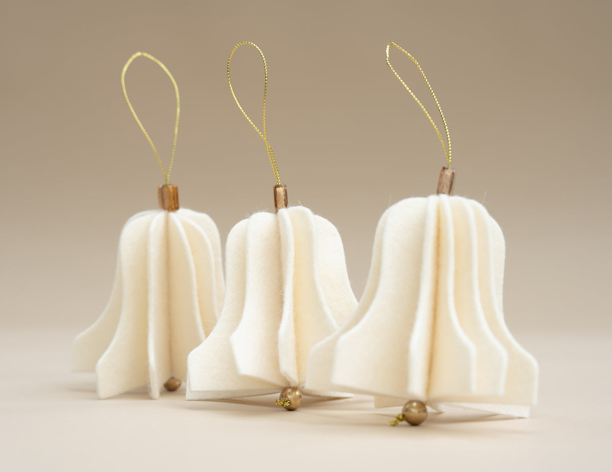 Esferas campana de lana, set de 3