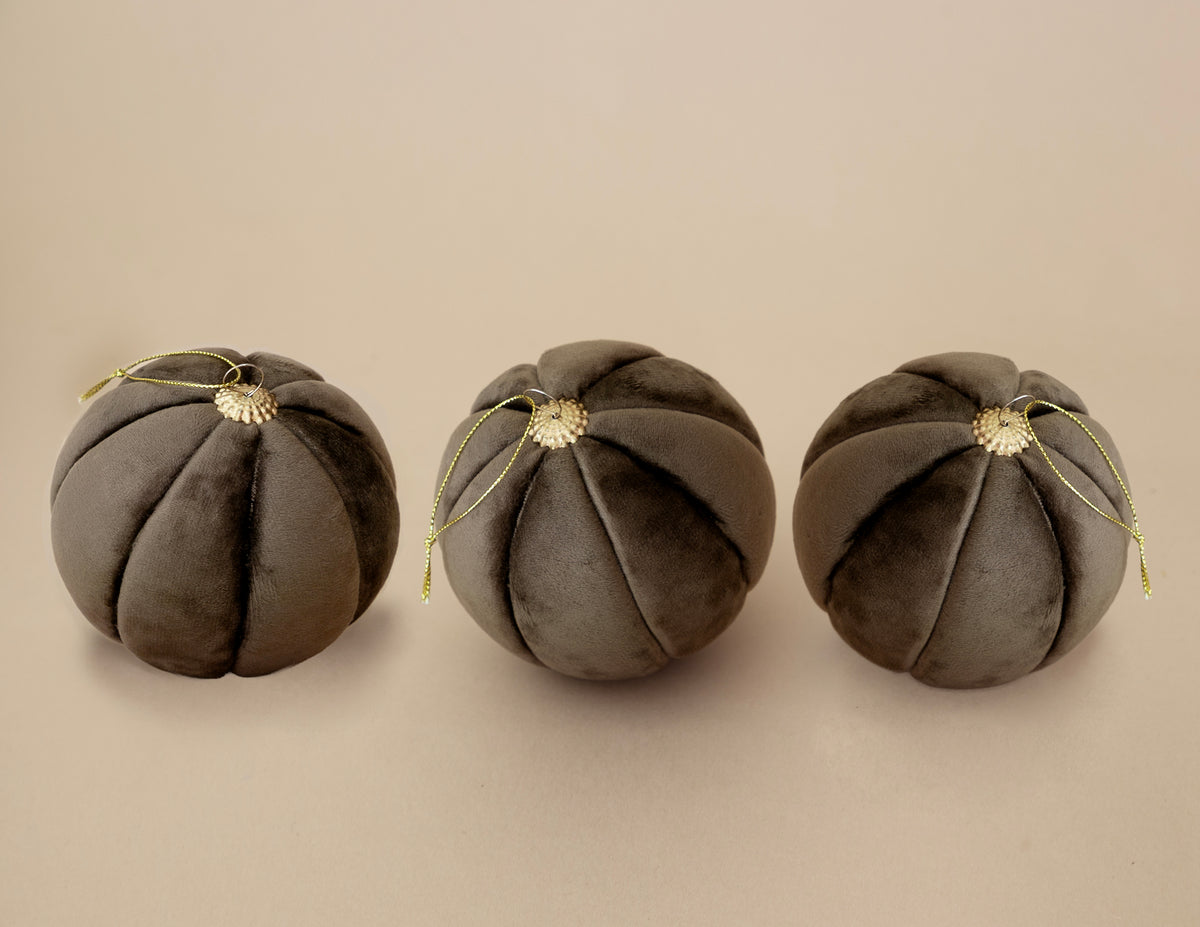 Esferas de terciopelo gajos, set de 3
