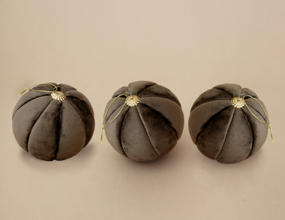 Esferas de terciopelo gajos, set de 3