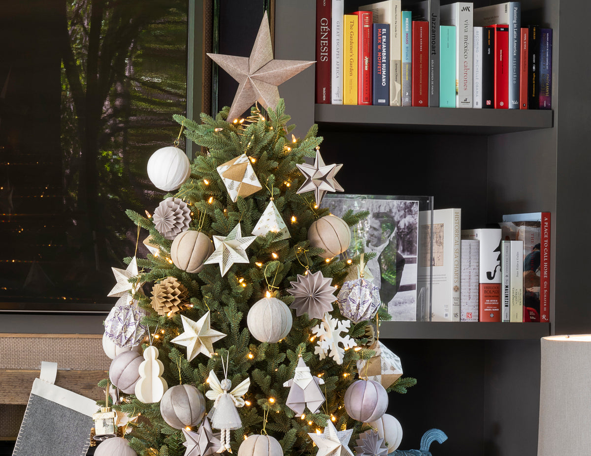 Esferas Santa, set de 3, plegada a mano en origami