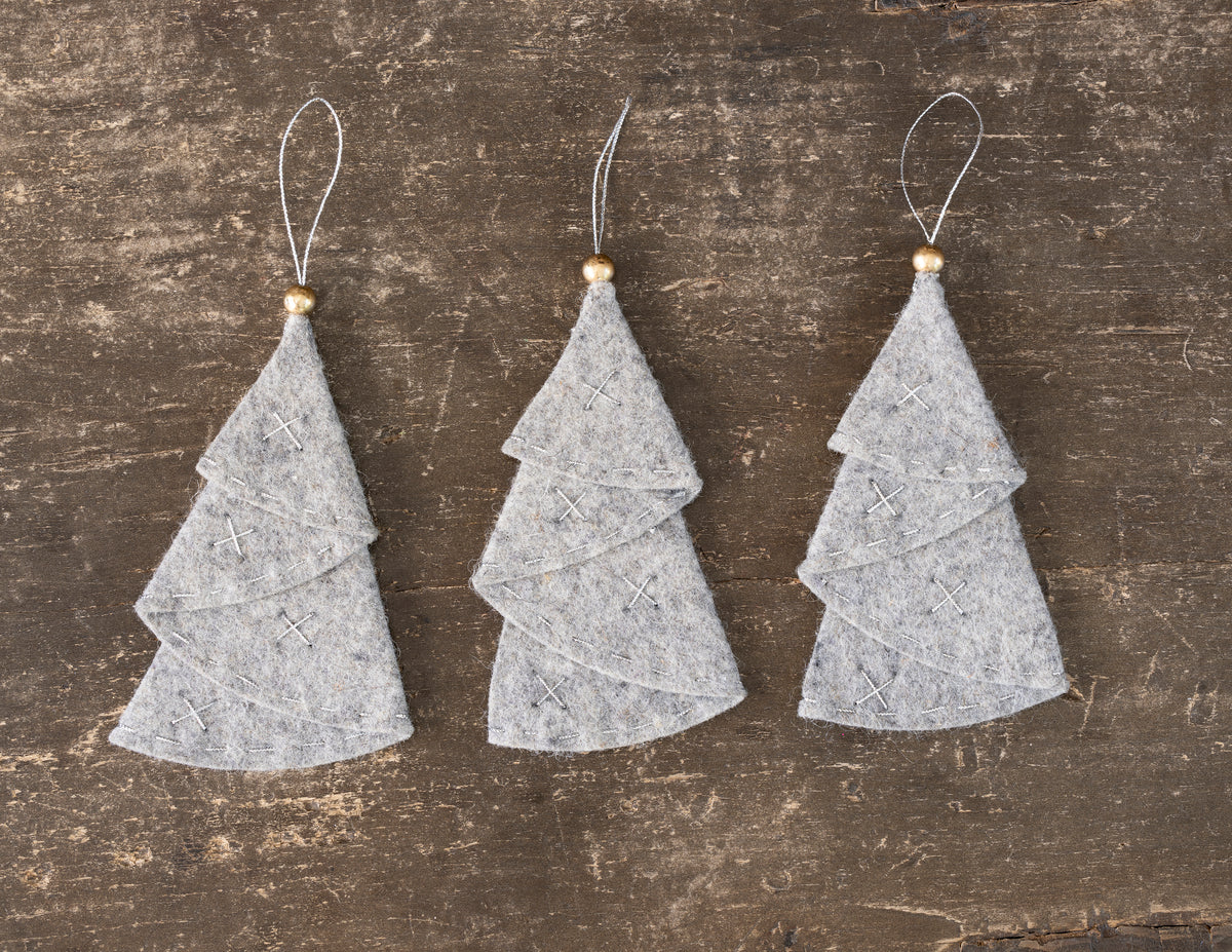 Esferas árbol de lana, set de 3, disponible en gris