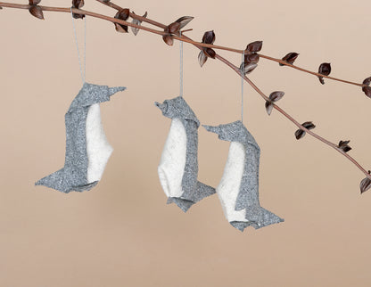Esferas pingüino de lana, set de 3