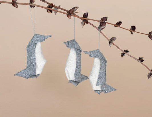 Esferas pingüino de lana, set de 3